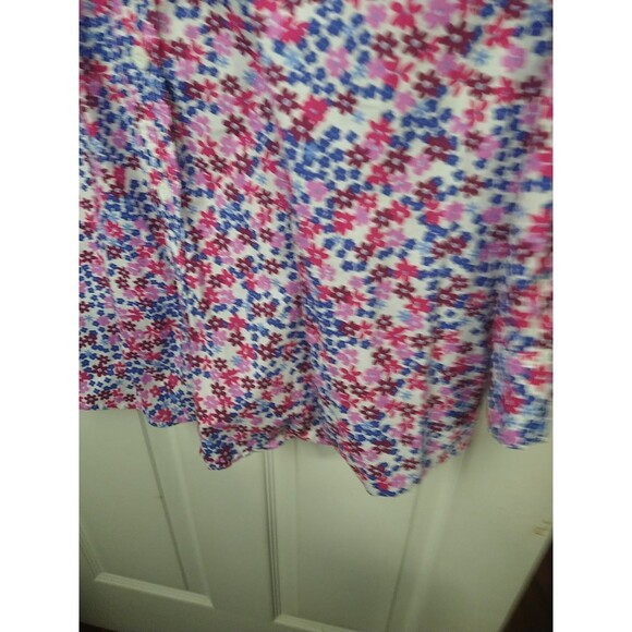 Woman Within 26/28 Shirt Collared Button Pink Blue Floral Cottage LS - Picture 5 of 9